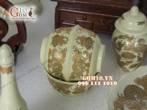 Bộ đồ thờ họa tiết Rồng Phúc Lộc Thọ vàng kim