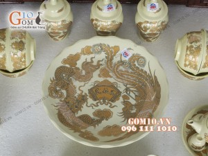 Bộ đồ thờ họa tiết Rồng Phúc Lộc Thọ vàng kim
