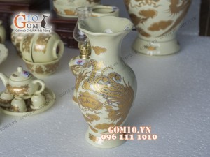 Bộ đồ thờ họa tiết Rồng Phúc Lộc Thọ vàng kim