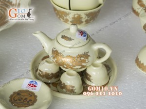 Bộ đồ thờ họa tiết Rồng Phúc Lộc Thọ vàng kim