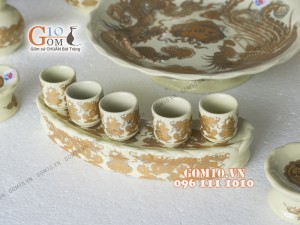 Bộ đồ thờ họa tiết Rồng Phúc Lộc Thọ vàng kim