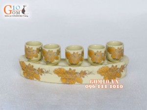 Bộ đồ thờ họa tiết Sen Vàng Kim