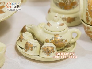 Bộ đồ thờ hoạ tiết Sen vàng kim, mẫu mới