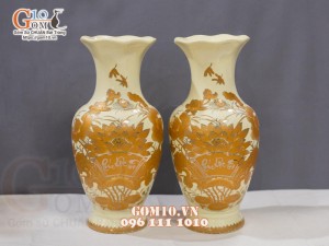 Bộ đồ thờ hoạ tiết Sen vàng kim, mẫu mới