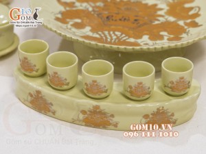 Bộ đồ thờ hoạ tiết Sen vàng kim, mẫu mới