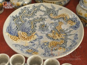 Bộ đồ thờ Hỷ Sự Nạp Phúc men rạn đắp nổi Rồng cao cấp 04