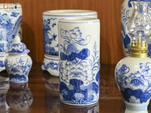 Bộ đồ thờ men lam vẽ Rồng Sen Đại Phát, 15 chi tiết (Ban Thờ 1m27-1m53)