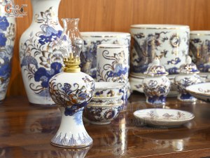 Bộ đồ thờ men lam vẽ Rồng Sen Đại Phát, 24 chi tiết (Ban Thờ 1m53)