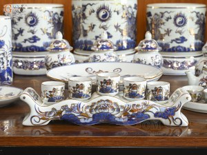 Bộ đồ thờ men lam vẽ Rồng Sen Đại Phát, 24 chi tiết (Ban Thờ 1m53)