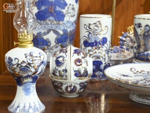 Bộ đồ thờ men lam vẽ Rồng Sen Đại Phát, 23 chi tiết (Ban Thờ 1m53)