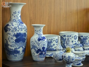 Bộ đồ thờ men lam vẽ Rồng Sen Đại Phát (Ban Thờ 1m53)
