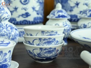 Bộ đồ thờ men lam vẽ Rồng Sen Đại Phát (Ban Thờ 1m53)
