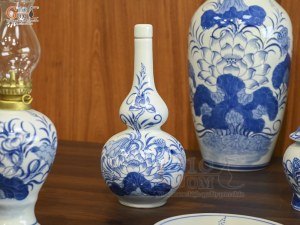 Bộ đồ thờ men lam vẽ Sen Đại Cát, 13 chi tiết (Ban Thờ 1m27-1m53)