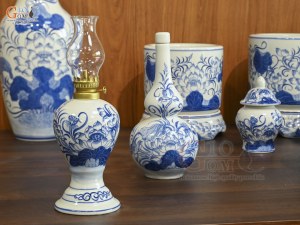 Bộ đồ thờ men lam vẽ Sen Đại Cát, 15 chi tiết (Ban Thờ 1m27-1m53)