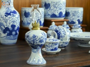 Bộ đồ thờ men lam vẽ Sen Đại Cát (Ban Thờ 1m53)