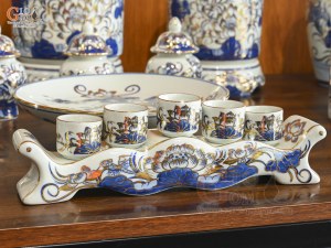 Bộ đồ thờ men lam vẽ Sen Đại Cát vẽ vàng, 16 chi tiết (Ban Thờ 1m27-1m53)