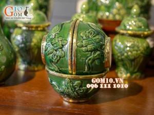 Bộ đồ thờ men ngọc đắp nổi bọc đồng S1