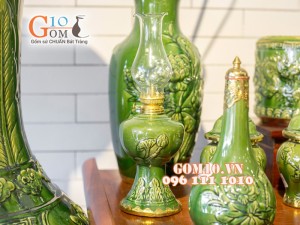 Bộ đồ thờ men ngọc đắp nổi bọc đồng S1