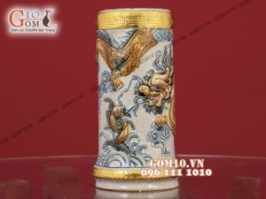 Bộ đồ thờ men rạn cổ đắp nổi bọc đồng cao cấp