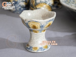 Bộ đồ thờ Hỷ Sự Nạp Phúc men rạn đắp nổi Rồng cao cấp 03