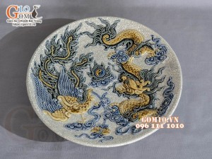 Bộ đồ thờ Hỷ Sự Nạp Phúc men rạn đắp nổi Rồng cao cấp 03