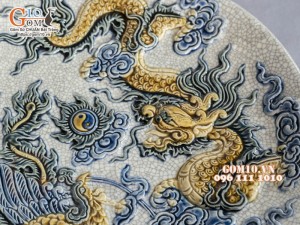 Bộ đồ thờ Hỷ Sự Nạp Phúc men rạn đắp nổi Rồng cao cấp 03