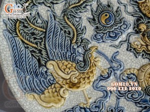 Bộ đồ thờ Hỷ Sự Nạp Phúc men rạn đắp nổi Rồng cao cấp 03