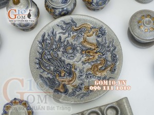 Bộ đồ thờ Phú Quý Tài Lộc men rạn đắp nổi Rồng cao cấp 01