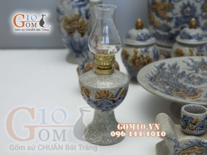 Bộ đồ thờ Phú Quý Tài Lộc men rạn đắp nổi Rồng cao cấp 02