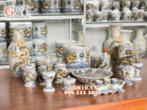 Bộ đồ thờ men rạn đắp nổi số 2