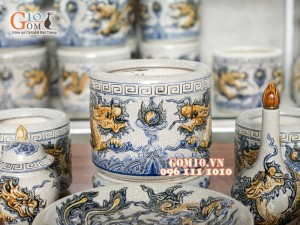 Bộ đồ thờ men rạn đắp nổi số 2