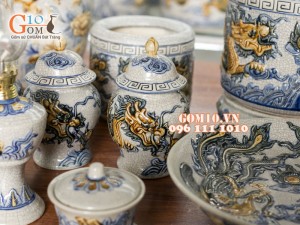 Bộ đồ thờ men rạn đắp nổi số 2