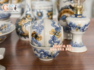 Bộ đồ thờ men rạn đắp nổi số 2