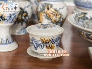 Bộ đồ thờ men rạn đắp nổi số 2