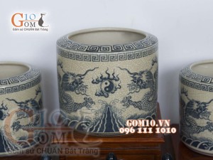 Bộ đồ thờ men rạn họa tiết rồng 002