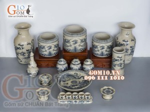 Bộ đồ thờ men rạn họa tiết rồng 002