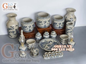 Bộ đồ thờ men rạn họa tiết rồng 003