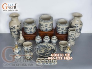 Bộ đồ thờ men rạn họa tiết rồng 003