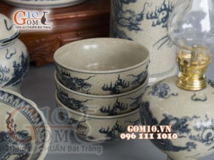 Bộ đồ thờ men rạn họa tiết rồng 003