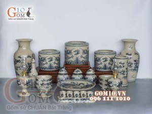 Bộ đồ thờ men rạn họa tiết rồng 003