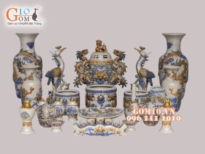 Bộ đồ thờ men rạn nổi Bát Tràng