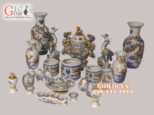 Bộ đồ thờ men rạn nổi Bát Tràng