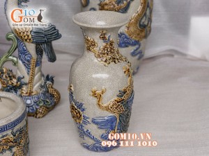 Bộ đồ thờ men rạn nổi Bát Tràng