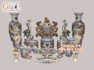 Bộ đồ thờ men rạn nổi Bát Tràng