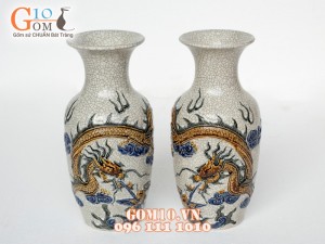 Bộ đồ thờ men rạn nổi đắp rồng cao cấp S3 - 2