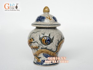 Bộ đồ thờ men rạn nổi đắp rồng cao cấp S4 - 2