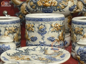 Bộ đồ thờ men rạn nổi Rồng Bát Tràng