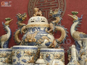 Bộ đồ thờ men rạn nổi Rồng Bát Tràng