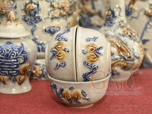 Bộ đồ thờ men rạn nổi Rồng Bát Tràng