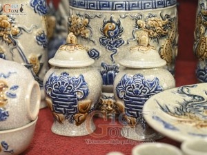 Bộ đồ thờ men rạn nổi Rồng Bát Tràng